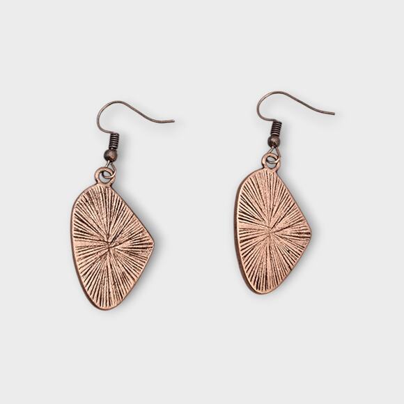 White Moonglow Style Drop Earrings – Copper Tone Dangle - Picture 5 of 8